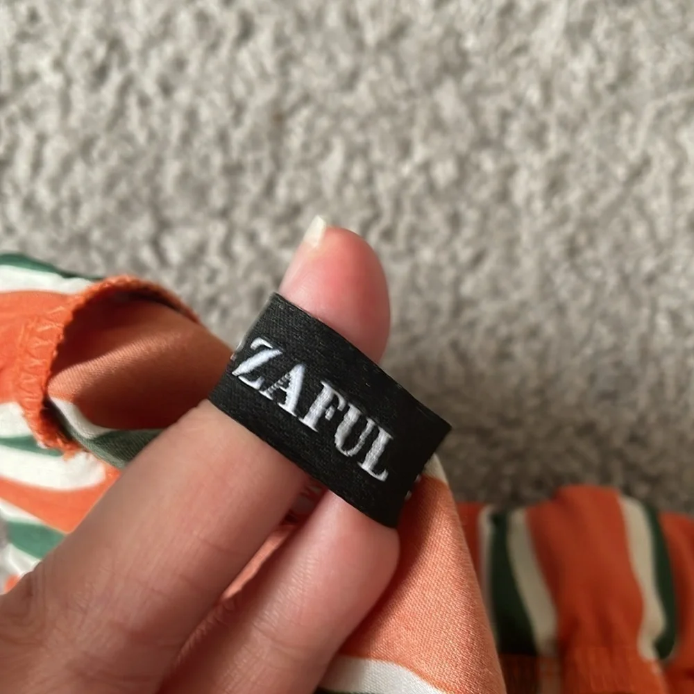 ZAFUL Orange & Green Vertical Stripped Lightweight Shorts | Size Small
